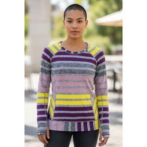 Lululemon Womens 12 Striped Swiftly Tech Long Sleeve Shirt Gray Athletic Top